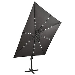 ComfortXL Parasol Déporté Avec Mât Et Lumières LED Anthracite 300 Cm pas cher