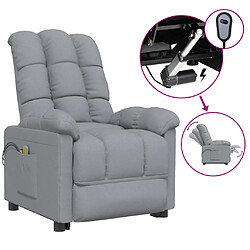 vidaXL Fauteuil électrique de massage Gris clair Tissu