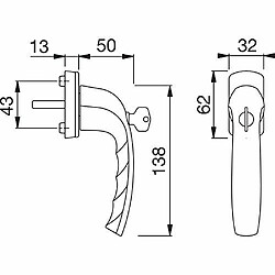 Hoppe Poignée de fenêtre New Yorksper rzyli thermique, 90, VK Effet en acier inoxydable 7x 40mm, 1pièce, 3426453