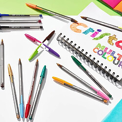 Avis Stylo bille Bic Cristal Multicolour écriture large - Pochette de 15 couleurs assorties