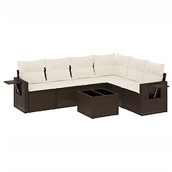 vidaXL Salon de jardin avec coussins 7 pcs marron résine tressée