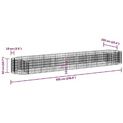 vidaXL Lit surélevé à gabion Fer galvanisé 500x100x50 cm pas cher