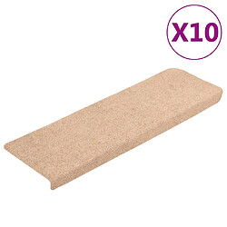 vidaXL Tapis de marches d'escalier 10 pcs Marron 65x21x4 cm Aiguilleté