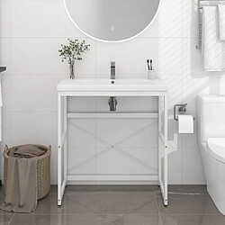 vidaXL Cadre de lavabo de salle de bain Blanc 79x38x83 cm Fer