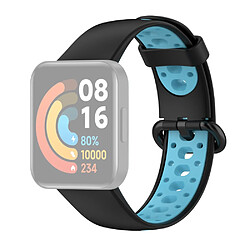 Bracelet en silicone bicolore, sangle respirante, noir/bleu pour votre Xiaomi Redmi Watch 2