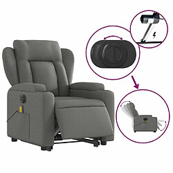 Maison Chic Fauteuil Relax pour salon, Fauteuil inclinable de massage électrique Gris foncé Tissu -GKD25633 pas cher