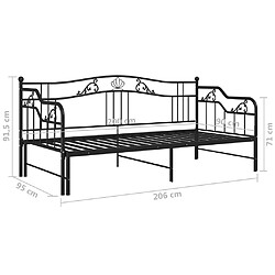 vidaXL Cadre de canapé-lit extensible sans matelas Noir Métal 90x200cm pas cher