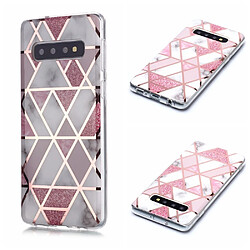 Coque en TPU motif marbre or rose imd blanc/rose pour votre Samsung Galaxy S10