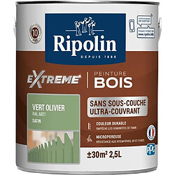 RIPOLIN Peinture pour pour Bois Interieur + Exterieur - Vert Olivier Ral 6021 Satin, 2,5L