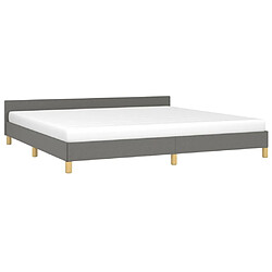 Avis Maison Chic Lit adulte - Cadre Structure de lit avec tête de lit Contemporain Gris foncé 200x200 cm Tissu -MN94624