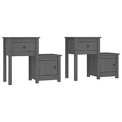 Maison Chic Lot de 2 Tables de chevet,Table de nuit,Table d'appoint pour salon Gris 79,5x38x65,5 cm Bois de pin massif -MN71801