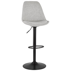 Alterego Tabouret réglable 'CAMPUS' en tissu gris et pied noir