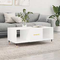 Maison Chic Table basse,Table Console Table d'appoint, Table pour salon Blanc brillant 102x50x40 cm Bois d'ingénierie -MN46827