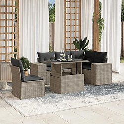 vidaXL Salon de jardin 6 pcs avec coussins gris clair résine tressée