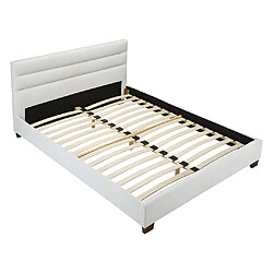 Avis Vente-Unique Lit 160 x 200 cm - Simili - Blanc + Matelas - FAUSTIN