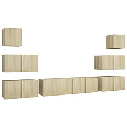 Maison Chic Ensemble de meubles TV 8 pcs | Banc TV Moderne pour salon | Meuble de Rangement - Chêne sonoma Aggloméré -MN60976