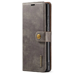 Etui en PU DG.MING détachable 2 en 1 avec support gris pour votre Samsung Galaxy S22 Ultra 5G