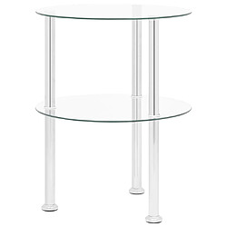 Maison Chic Table d'appoint | Table Basse 2 niveaux Transparent 38 cm Verre trempé -GKD65244