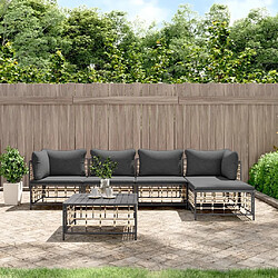 Maison Chic Salon de jardin 6 pcs + coussins - Mobilier/Meubles de jardin - Table et chaises d'extérieur anthracite résine tressée -MN83951