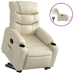 vidaXL Fauteuil inclinable électrique crème similicuir