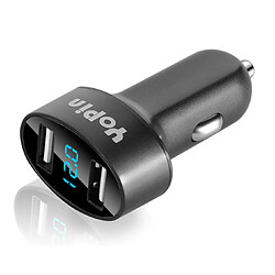 YP Select Excellent double chargeur de voiture d'Usb chargeant rapidement 5V 2.1A a mené l'affichage Darkgray