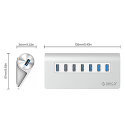 Avis Wewoo HUB USB en alliage d'aluminium à 7 ports USB 3.0 avec adaptateur secteur de 30 W