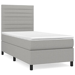 vidaXL Sommier à lattes de lit avec matelas Gris clair 90x200 cm Tissu