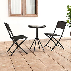 vidaXL Ensemble de bistro 3 pcs Acier Noir