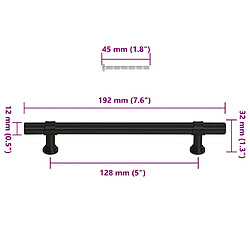 vidaXL Poignées d'armoire 10 pcs noir 128 mm acier inoxydable pas cher