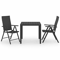 Salle à manger de jardin 3 pcs,Table et chaise à dîner Noir -MN64988