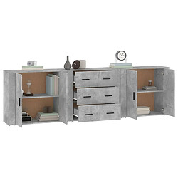 Avis vidaXL Buffets 3 pcs gris béton bois d'ingénierie