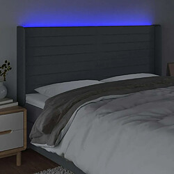 Acheter Maison Chic Tête de lit scandinave à LED,meuble de chambre Gris foncé 203x16x118/128 cm Tissu -MN37099