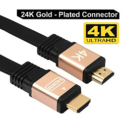 Avis Wewoo Câble or 1.5m HDMI 2.0 4K 30AWG haute vitesse 18Gbps plaqué connecteurs HDMI mâle à HDMI plat