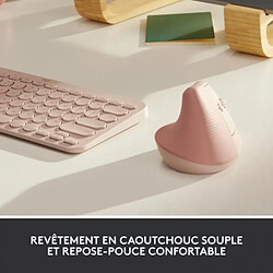 Souris Sans Fil Logitech Lift Ergonomique Verticale, Bluetooth ou récepteur USB Logi Bolt, Silencieuse - Rose