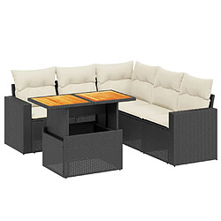 vidaXL Salon de jardin 6 pcs avec coussins noir résine tressée