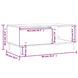 vidaXL Table basse Gris béton 90x50x36,5 cm Bois d'ingénierie pas cher