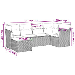 vidaXL Salon de jardin avec coussins 6 pcs marron résine tressée pas cher