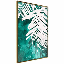 Paris Prix Affiche Murale Encadrée White Palm on Teal Background 20 x 30 cm Or