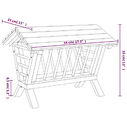 vidaXL Mangeoire à foin pour lapins 44x33x33 cm bois massif de sapin pas cher