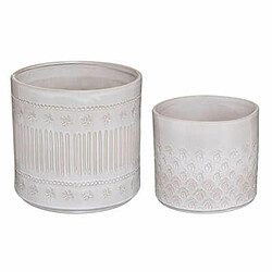 Lot de 2 Cache-Pots Design Carmen 25cm Ivoire