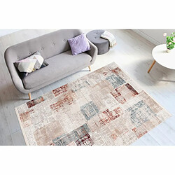 Paris Prix Tapis Vintage à Franges Akropolis IV Gris & Rose 80 x 150 cm