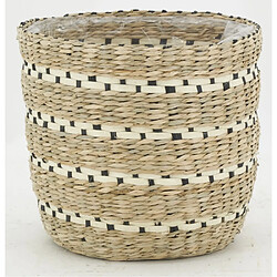 Aubry Gaspard Cache-pots en jonc naturel et noir (lot de 3).