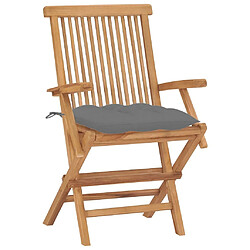 Avis Maison Chic Lot de 8 Chaises de jardin,Fauteuil d'extérieur avec coussins gris Bois de teck massif -MN77041