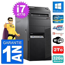 PC Tour Lenovo ThinkCentre M83 Intel i7-4770 RAM 32Go Disque 2To Windows 10 Wifi - Occasion