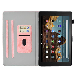 Etui en PU motif de couture, magnétique avec support et porte-carte pour Amazon Fire HD 10 (2015)/(2017)/(2019) - rose