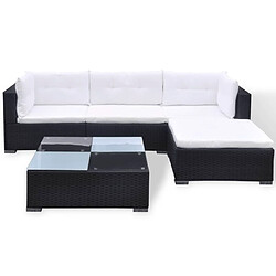 Avis Maison Chic Salon de jardin 5 pcs avec coussins | Ensemble de Table et chaises | Mobilier d'Extérieur résine tressée noir -GKD77107