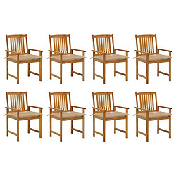 Maison Chic Lot de 8 Chaises de jardin avec coussins | chaises d'extérieur | Fauteuil Relax Bois d'acacia solide -GKD63087