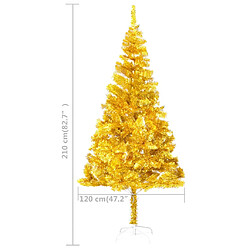 vidaXL Arbre de Noël artificiel pré-éclairé et boules doré 210 cm PET pas cher