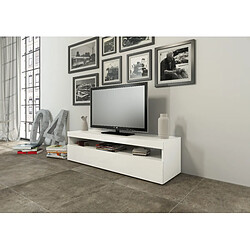 Alter Meuble TV de salon, Made in Italy, Meuble TV 1 porte, Meuble TV de salon, 130x45h36 cm, coloris blanc brillant