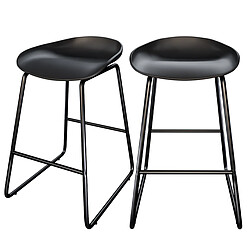 Rendez Vous Deco Chaise de bar mi-hauteur Yoshi noire 65.5 cm (lot de 2)